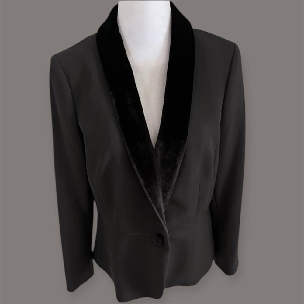 Talbots Black Blazer Velvet Trim Women’s size 8 new with tags career cocktail